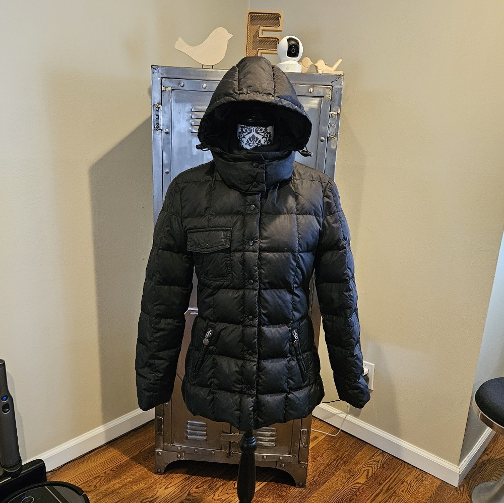 2002 Moncler Short Slim Snap Button Goose Down Puffer Jacket w/Zip Hood Sz 2